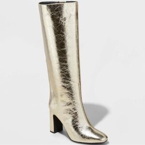 Universal Thread Metallic Gold Heeled Boots